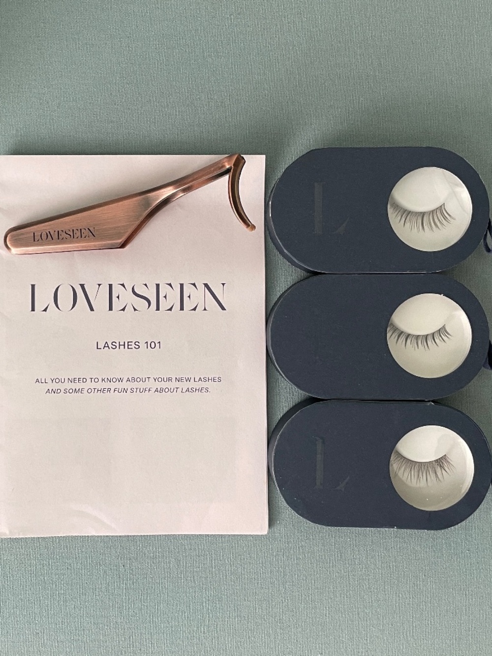Three sets of LOVESEEN False eyelashes and lash tool – NIB Retail $75